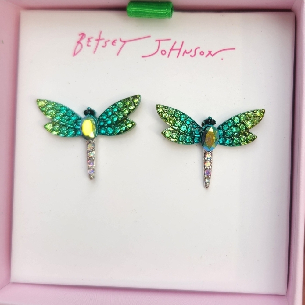 Betsey Johnson Dragonfly Stud Earrings Garden Glam Collection